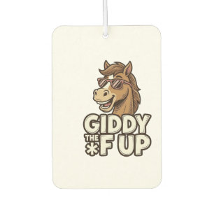 Lustiges Giddy The F Up Vintage Pferd Shirt Design Autolufterfrischer