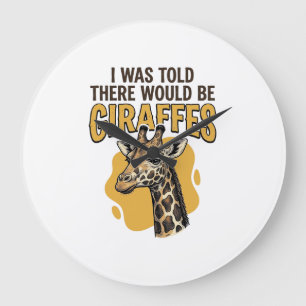 Lustiges Giraffen-Vintage-Stickerei-Shirt-Design_1 Große Wanduhr