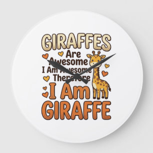 Lustiges Giraffenliebhaber Vintage Gravur Shirt De Große Wanduhr