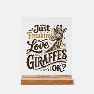 Lustiges Giraffenliebhaber Vintage-Typografie-Shir Acrylschild