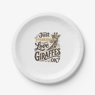 Lustiges Giraffenliebhaber Vintage-Typografie-Shir Pappteller