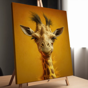 Lustiges Giraffenportrait Leinwanddruck