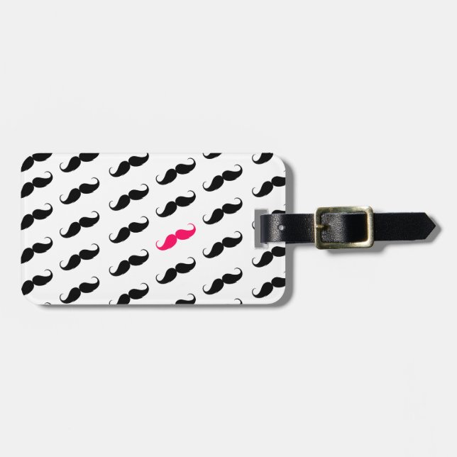 Lustiges Girly rosa und schwarzes Gepäckanhänger (Vorderseite horizontal)