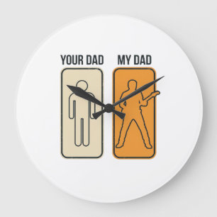 Lustiges Gitarre Papa Vintage Gravur Shirt Design_ Große Wanduhr