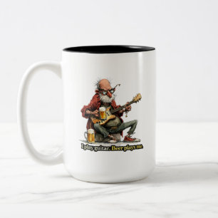 Lustiges Gitarren-Bier-Humor-Musiker-Funny-T-Shirt Zweifarbige Tasse