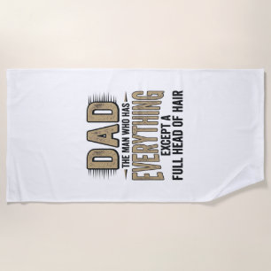 Lustiges Glatzen-Vater Vintage-Typografie-Shirt-De Strandtuch