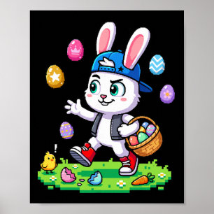 Lustiges glückliches Bunny-Eier-Suche-Kinder-Outfi Poster