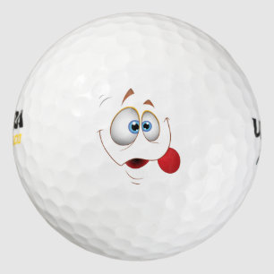 Lustiges glückliches Gesichts-blaue Augen Golfball