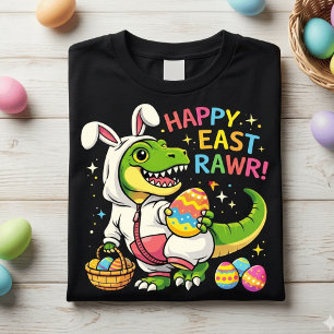 Lustiges glückliches Ostern Rawr Dinosaurier Hase Tri-Blend Shirt