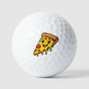 Lustiges glückliches Pizzastück mit dehnbarem Käse Golfball