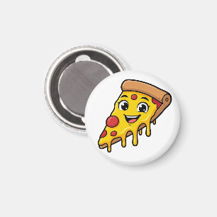 Lustiges glückliches Pizzastück mit dehnbarem Käse Magnet