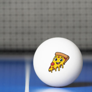 Lustiges glückliches Pizzastück mit dehnbarem Käse Tischtennisball