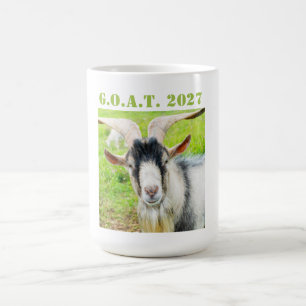 Lustiges GOAT 2027 Neujahrsfoto Kaffeetasse