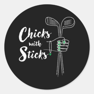 Lustiges Golf-Shirt für Frauen - Mädchen mit Stöck Runder Aufkleber