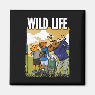 Lustiges Golf-Shirt mit Hirsch Waschbär Elch Bär G Magnet
