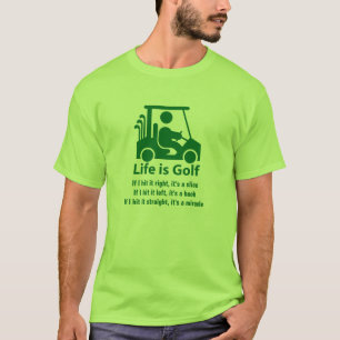 Lustiges Golf-Wagen-Golfspieler-Grün-hellgrüner T-Shirt