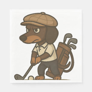 Lustiges Golfer-Geschenk � Dachshund auf dem Absch Serviette