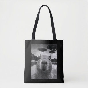 Lustiges Grafik-Capybara-Selfie mit UFOs Weird