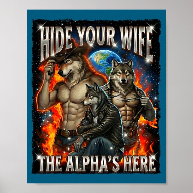 Lustiges Grafik-T-Shirt Verstecke deine Frau Der A Poster (Vorne)