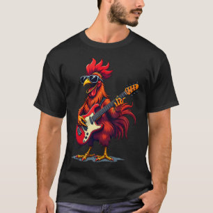 Lustiges Grafikdesign Hahn Rock Band Gitarre T-Shirt