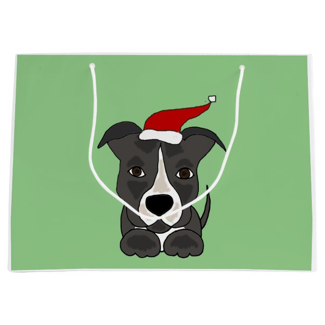 Lustiges graues Pitbull in der Große Geschenktüte (Vorderseite)