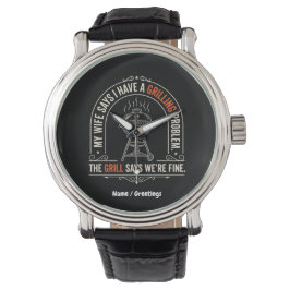 Lustiges Grillproblem BBQ Humor Grillmeister-Gesch Armbanduhr