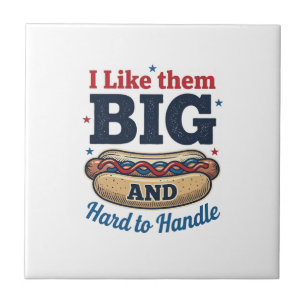 Lustiges großes Hot Dog Vintage T-Shirt Design_1 Fliese