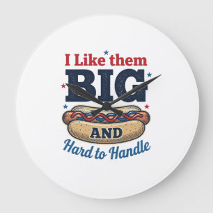 Lustiges großes Hot Dog Vintage T-Shirt Design_1 Große Wanduhr