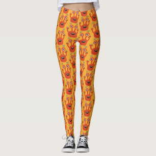 Lustiges großes mit Augen orange glückliches Leggings