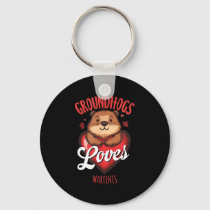 Lustiges Groundhog Day Martini-Design, das Erdhörn Schlüsselanhänger