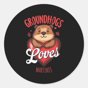 Lustiges Groundhog Day Martini-Design Groundhogs l Runder Aufkleber