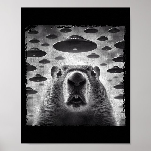 Lustiges Groundhog-Selfie mit Alien-Ufos Groundhog Poster (Vorne)