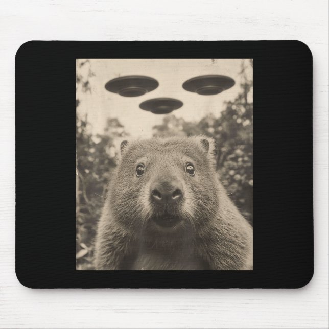 Lustiges Groundhog-Selfie mit UFOs seltsames Murme Mousepad (Vorne)