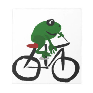 Lustiges grüner Frosch-Reitfahrrad Notizblock