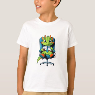Lustiges grünes Drachen Cartoon Kinder T-Shirt