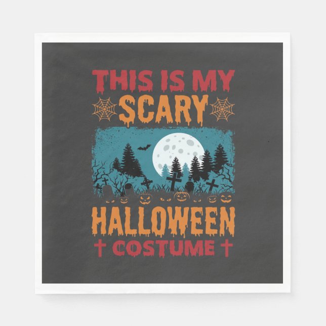 Lustiges Gruseliges Halloween-Kostenüm Friedhof Mo Serviette (Vorderseite)