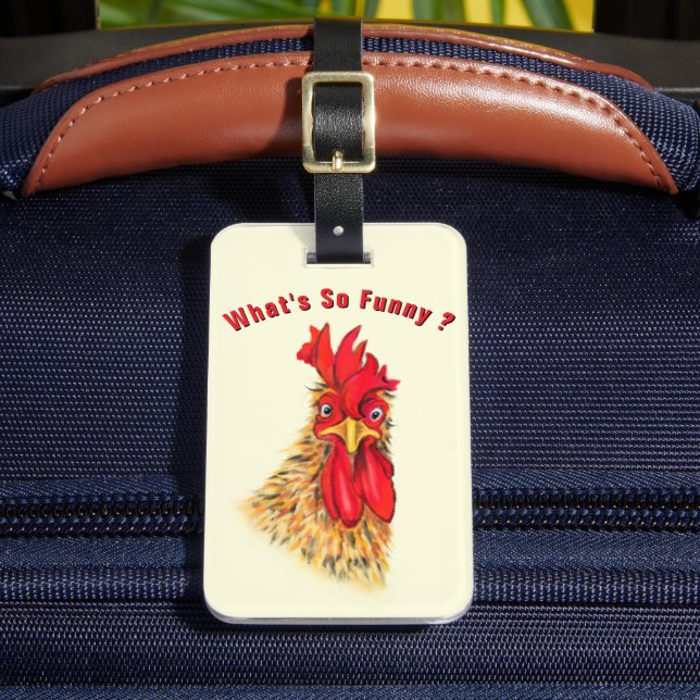 Lustiges Hahn-Gepäckanhänger-Geschenk mit personal Gepäckanhänger (Vorderseite Insitu 2)