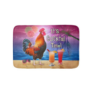 Lustiges Hahn-Huhn, das tropisches Strand-Meer Badematte