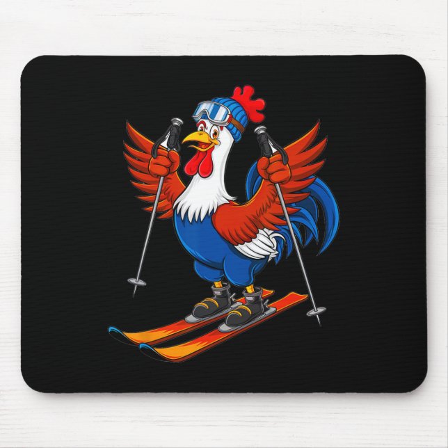 Lustiges Hahn-Ski-Abenteuer-Cartoon  Mousepad (Vorne)