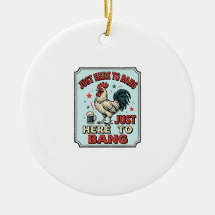 Lustiges Hahn Vintage-Stich-Shirt-Design (2)_1 Keramik Ornament