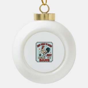 Lustiges Hahn Vintage-Stickerei-Shirt-Design (2)_1 Keramik Kugel-Ornament
