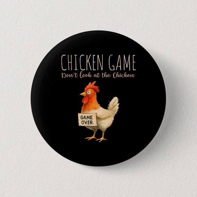 Lustiges Hahnen-Design für Hühner-Spiel  Button (Vorderseite)
