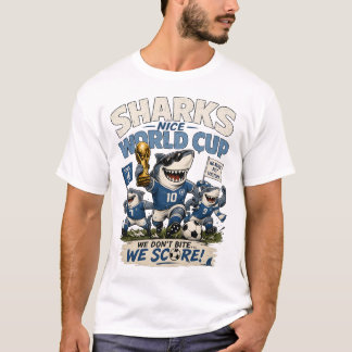 Lustiges Hai-Fußballteam-Cartoon – Wir beißen nich T-Shirt