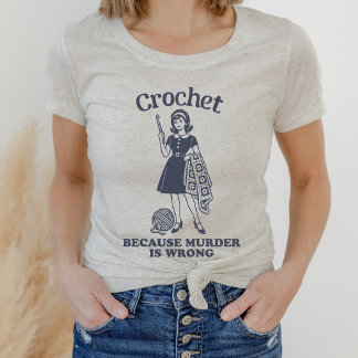 Lustiges Häkeln, weil Mord falsch ist Retro Tri-Blend Shirt