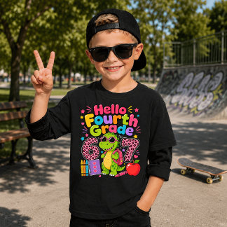 Lustiges Hallo Vierte Klasse Süßer Dinosaurier Zur T-Shirt