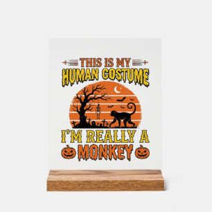 Lustiges Halloween-Affen-Mensch-Kostüm-Shirt-Desig Acrylschild