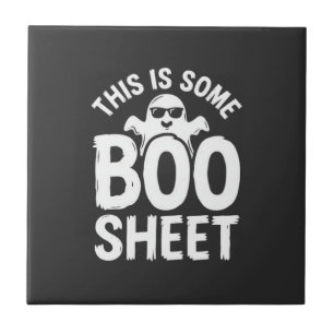 Lustiges Halloween Boo Sheet Gespenst Design_1 Fliese
