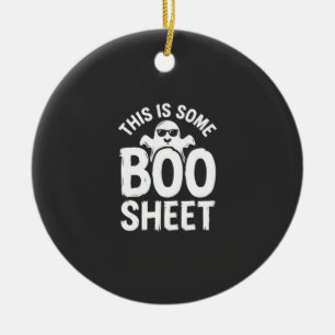 Lustiges Halloween Boo Sheet Gespenst Design_1 Keramik Ornament