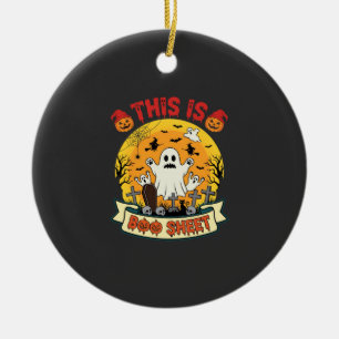 Lustiges Halloween Boo Sheet Gespenst Friedhof Keramik Ornament