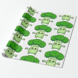 lustiges Halloween Broccoli-Monster Geschenkpapier